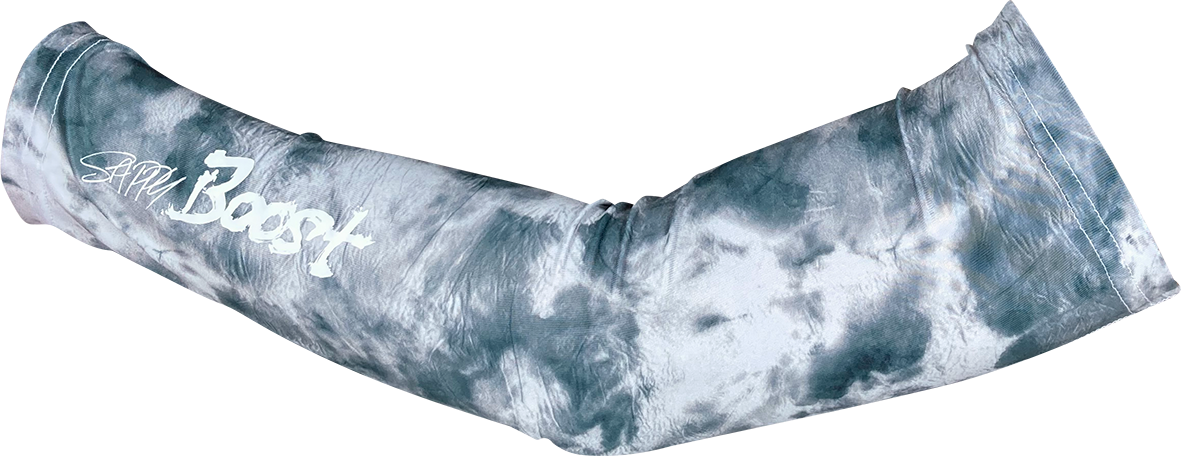 【SAPPYBOOST】アームカバー大ロゴ白タイダイ